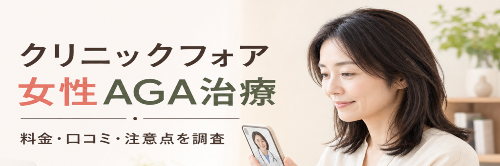 クリニックフォアの女性AGA治療の料金・口コミ・注意点